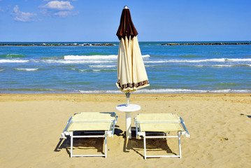 Fototapeta na wymiar Adriano sand beach near Ravenna Italy
