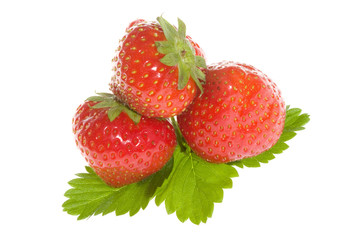 strawberries with leafs