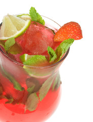cocktail with lime and strawberry