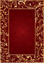 Gold frame on red background