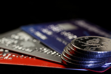 Credit cards and coins