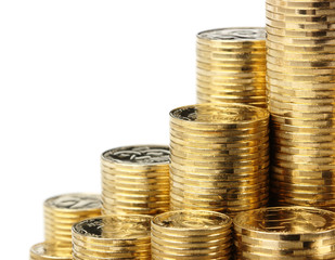 Closeup of golden coins