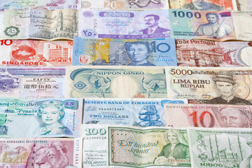 Fototapeta na wymiar banknotes of different countries