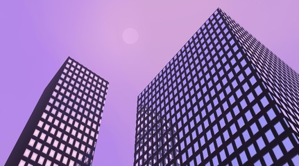 Fototapeta na wymiar Violet buildings