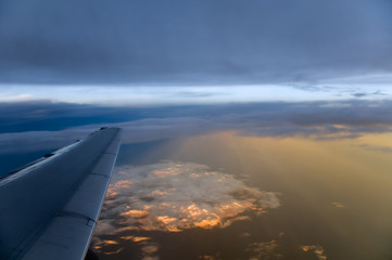 Fototapeta na wymiar Flying at Sunset