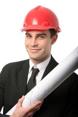 Architect in Red Safety Hat