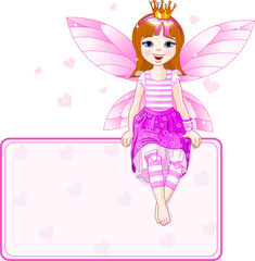 Fototapeta na wymiar Little pink fairy place card