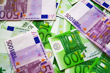 background from chaotically lyings euro banknotes