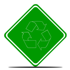 Recycling symbol on road sign