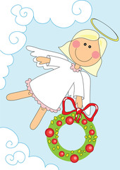 angel girl with christmas garland