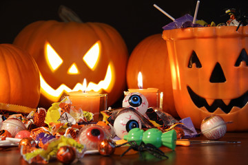 Closeup of candies with pumpkins - 17649794