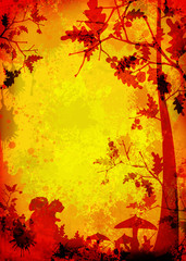 golden grunge autumn forest background