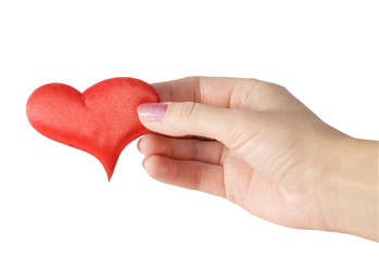 Fototapeta premium red heart in female hands