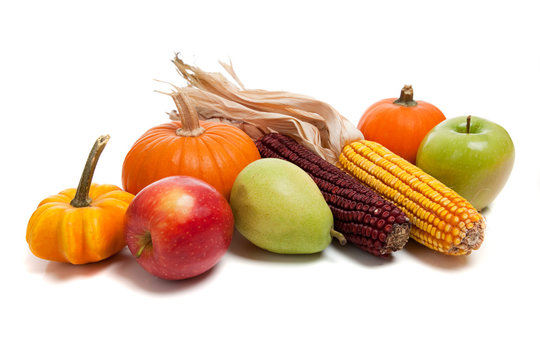 Arrangement of fall fruits and vegetables