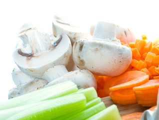 vegetables cut on a board