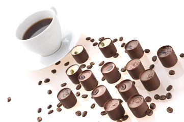 coffee grains and chocolates