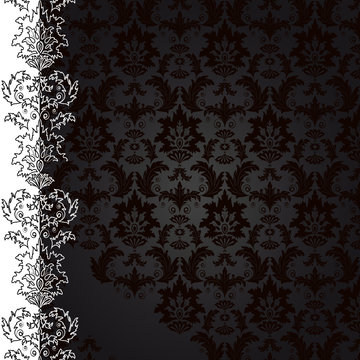 Background with black flowers and leaves
