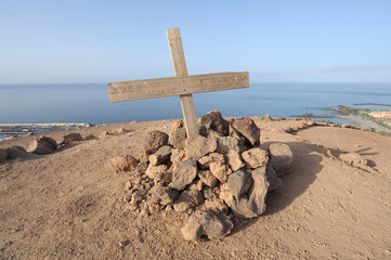 Cross on top of Chayofita mountain. Los Cristianos, Tenerife