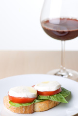 Caprese On Toast With Wine