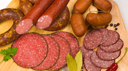sliced sausage on the table