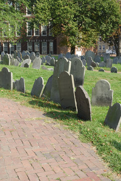 Grave Stone On Copp's Hill Burying Ground In Boston