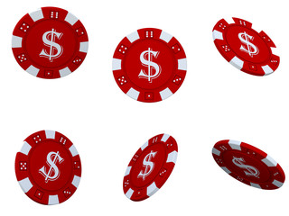 Isolated poker chips 3D