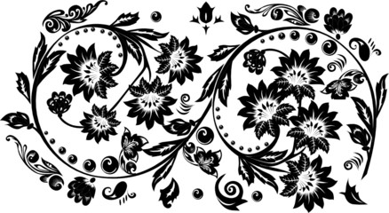 eight black flowers design