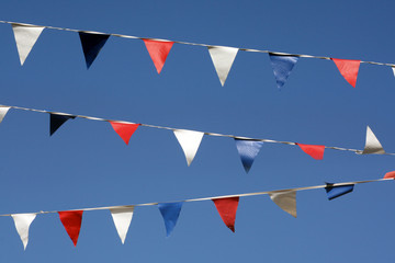 Bunting hanging on Broadstairs seafront, Kent
