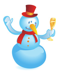 Snowman with wineglass