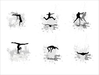 Set of silhouettes of sportsmen on abstract backgrounds. Part 3. - 17667535