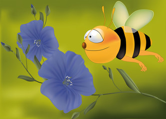 flying bee to a flower