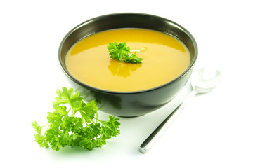 Tomato Soup in a Black Bowl