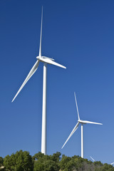 Electric power wind generators stationed on a hill
