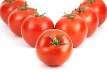 Fresh tomatoes made of the word V