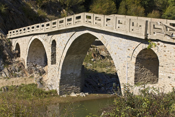 Old traditional stone made bridge at Xanthi, Greece