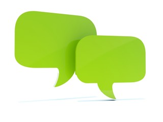 Empty green chat boxes isolated on white