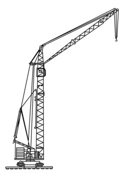 silhouette crane on white background