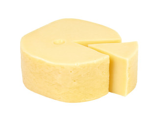 Big wedge of cut cheese.