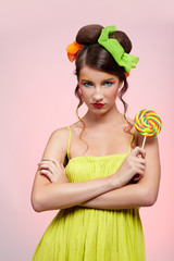 beautiful model with lollipop