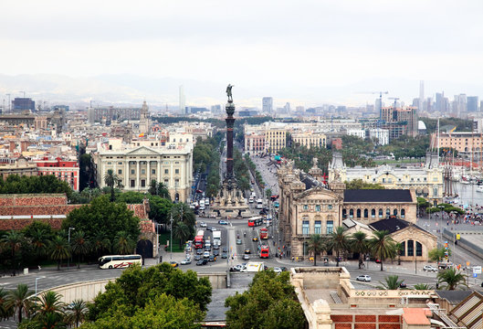 an aerial view of Barcelona City