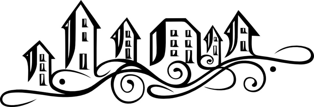 Immobilien, Haus, Häuser Silhouette, Logo