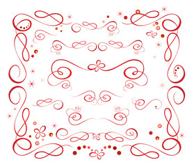 Set of red holiday ribbon