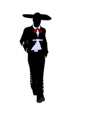 Male Mariachi Illustration Silhouette