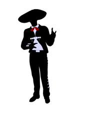 Male Mariachi Illustration Silhouette