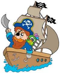 Printed kitchen splashbacks Pirates Pirate sailing on ship