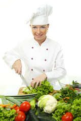 Attractive cook woman a over white background