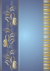 Blue title page from gilded vegetable pattern and line