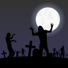 zombies nachts auf dem friedhof