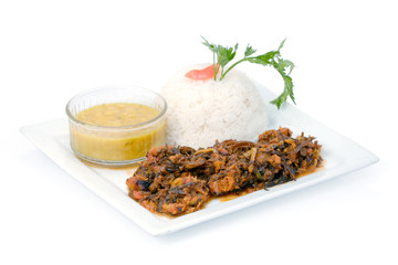 Plat cuisiné créole - morue baba figue