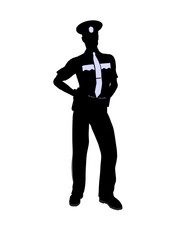 Male Police Officer Illustration Silhouette